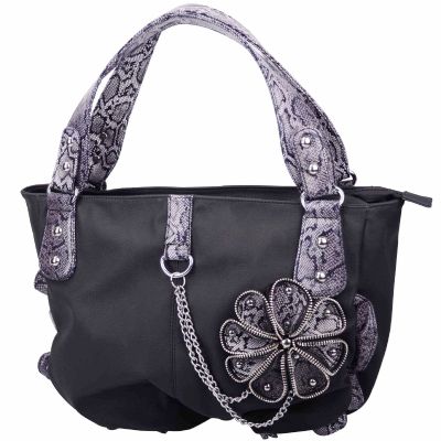 PU Leather Handbag with Flora Decoration